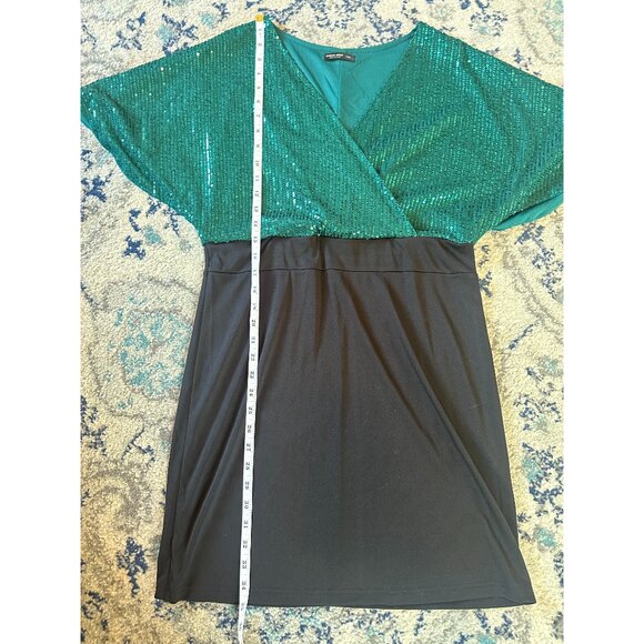 NWOT SHEIN Curve emerald green Sequin Butterfly Sleeve Dress in women's size 1XL - Picture 10 of 14
